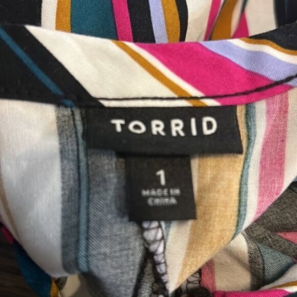 Torrid Maxi Challis High-Low Striped Dress Size 1x - Picture 8 of 9